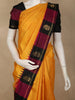 Mustard Yellow Solid Woven Design Pure Kanchipuram Silk Saree with Contrast Checked Border