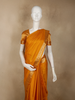 Mustard Yellow Solid Woven Design Pure Kanchipuram Silk Saree with Paisley Zari Border