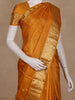 Mustard Yellow Solid Woven Design Pure Kanchipuram Silk Saree with Rich Zari Border