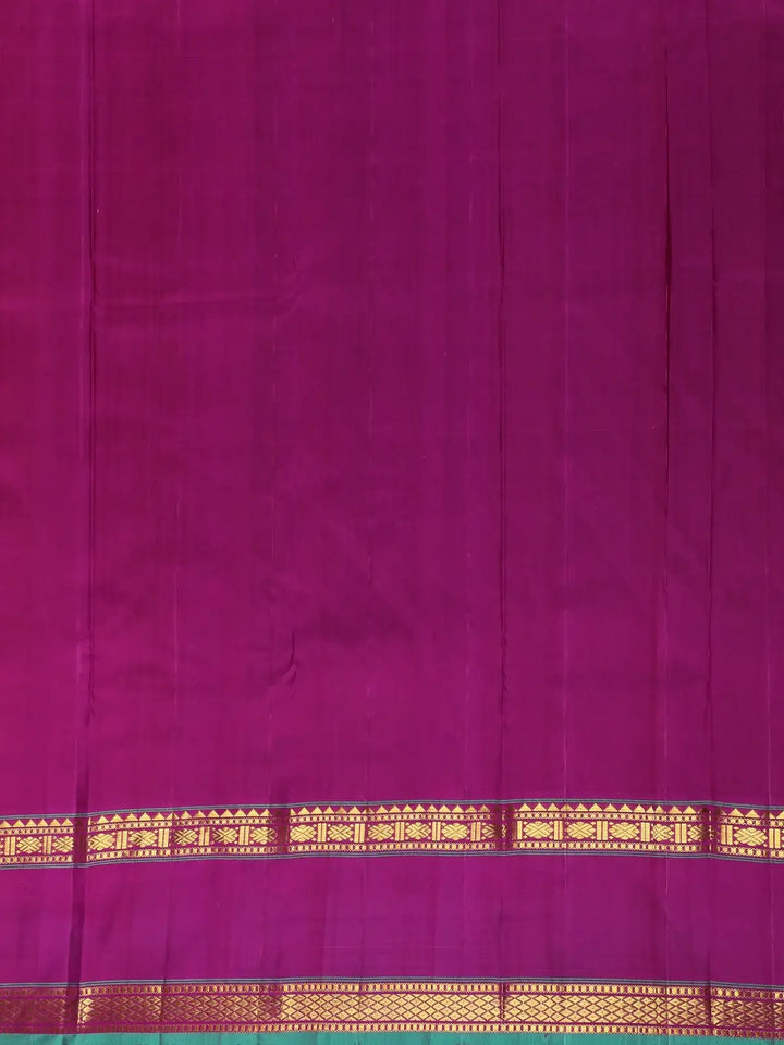 Mustard Yellow Solid Woven Pure Kanchipuram Silk Saree - Diadem