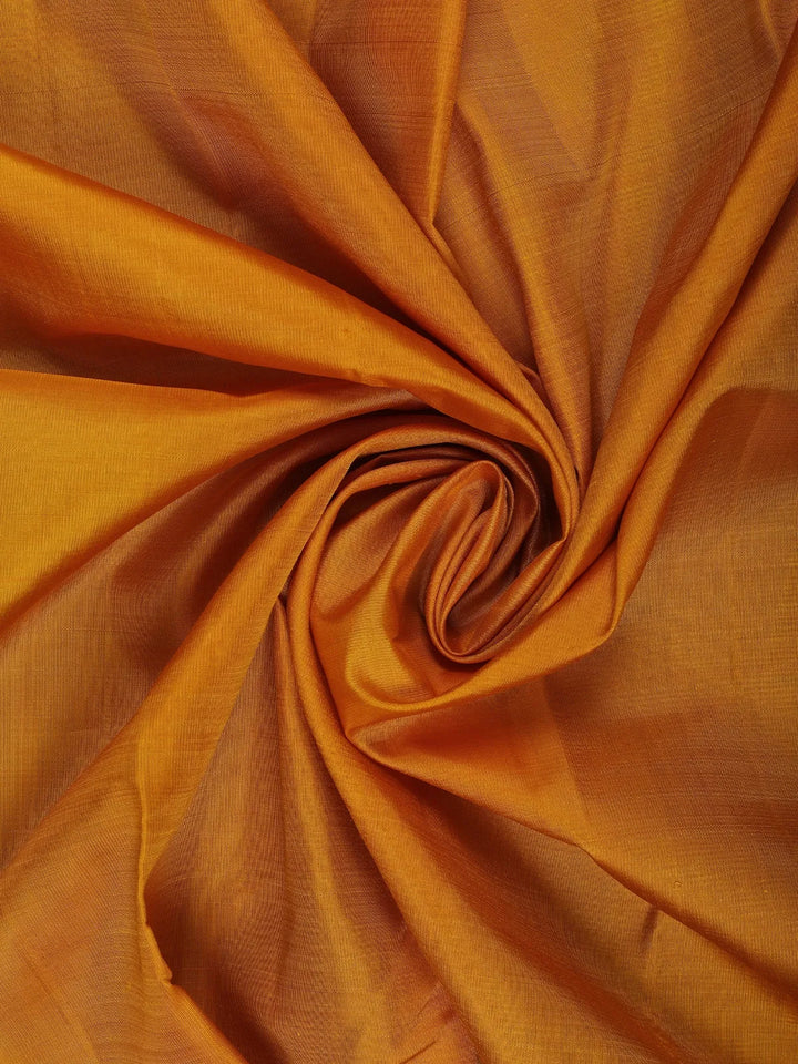 Mustard Yellow Solid Woven Pure Kanchipuram Silk Saree - Diadem