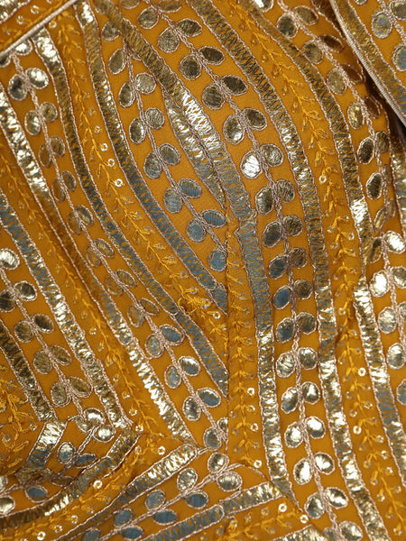 Mustard Yellow Striped Design Georgette Readymade Blouse - Diadem