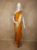 Mustard Yellow Striped Woven Design Pure Kanchipuram Silk Saree with Contrast Border
