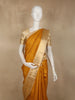Mustard Yellow Striped Woven Design Pure Kanchipuram Silk Saree with Contrast Border
