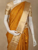Mustard Yellow Striped Woven Design Pure Kanchipuram Silk Saree with Contrast Border