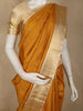Mustard Yellow Striped Woven Design Pure Kanchipuram Silk Saree with Contrast Border
