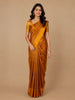 Mustard Yellow Stripes Designed Organza Designer Saree