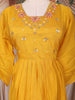 Mustard Yellow Thread and Sequin Embroidered Design Cotton Anarkali Salwar Suit