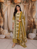 Mustard Yellow Traditional Floral Printed Design Cotton Straight Cut Salwar Suit with Matching Dupatta