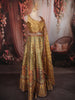 Mustard Yellow Traditional Floral Printed and Stone Embellished Design Raw Silk Bridesmaid Lehenga Choli with Matching Dupatta