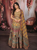 Mustard Yellow Traditional Floral Printed and Stone Embellished Design Raw Silk Bridesmaid Lehenga Choli with Matching Dupatta