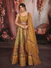 Mustard Yellow Traditional Floral Printed and Stone Embellished Design Raw Silk Bridesmaid Lehenga Choli with Matching Dupatta
