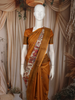 Mustard Yellow Traditional Woven Design Pure Tussar Saree with Animal Motif Border