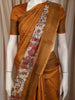 Mustard Yellow Traditional Woven Design Pure Tussar Saree with Animal Motif Border