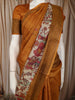 Mustard Yellow Traditional Woven Design Pure Tussar Saree with Animal Motif Border
