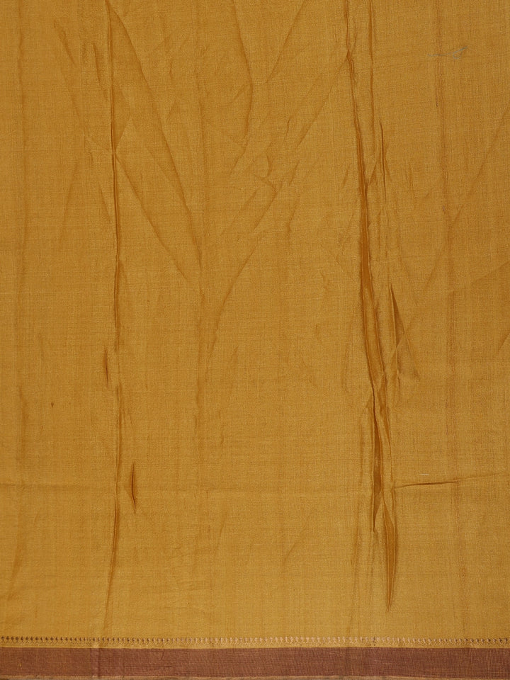 Mustard Yellow Woodland Deer Tapestry Woven Tussar Silk Saree - Diadem
