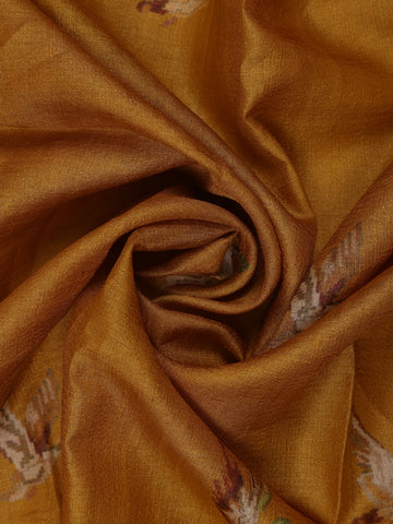 Mustard Yellow Woodland Deer Tapestry Woven Tussar Silk Saree - Diadem