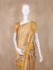 Mustard Yellow Zigzag Printed Design Semi Tussar Saree with Floral and Bird Pattern Pallu