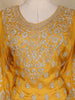 Mustard Yellow and Pink Heavy Embroidered Design Silk Palazzo Suit