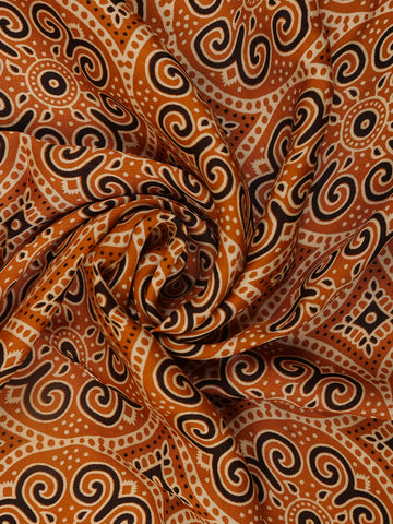 Mustard Ajrakh Print Mul Mul Cotton Saree - Diadem