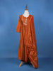 Brown Floral Embroidered Cotton Salwar Suit - Diadem