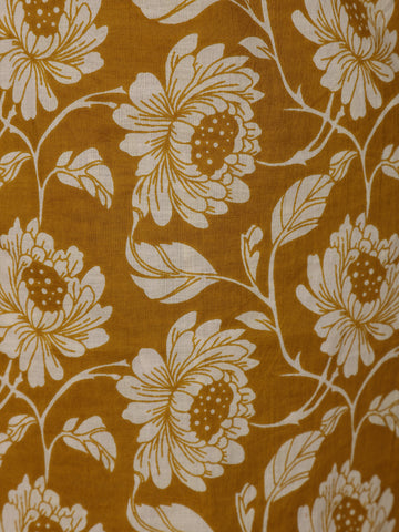 Mustard Floral Design Printed Cotton Salwar Suit - Diadem
