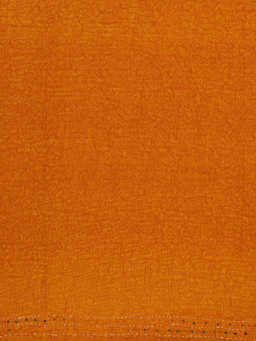 Mustard Floral Designed Chanderi Cotton Saree - Diadem