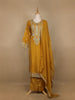 Mustard Floral Designed Semi Silk Salwar Suit - Diadem