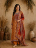 Mustard  Floral Printed Crepe Salwar Suit with Dupatta