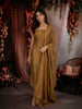 Mustard Gold Floral Zari Embroidered Design Tissue Unstitched Salwar Material with Dupatta