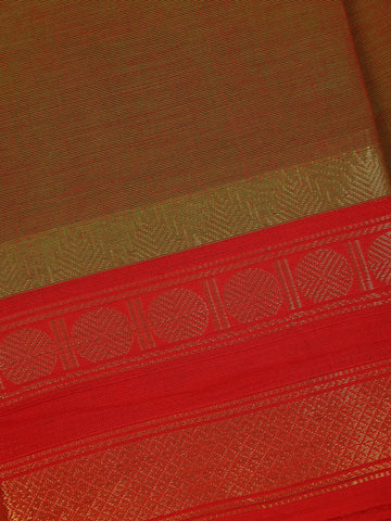Mustard Green Solid Cotton Fancy Saree - Diadem