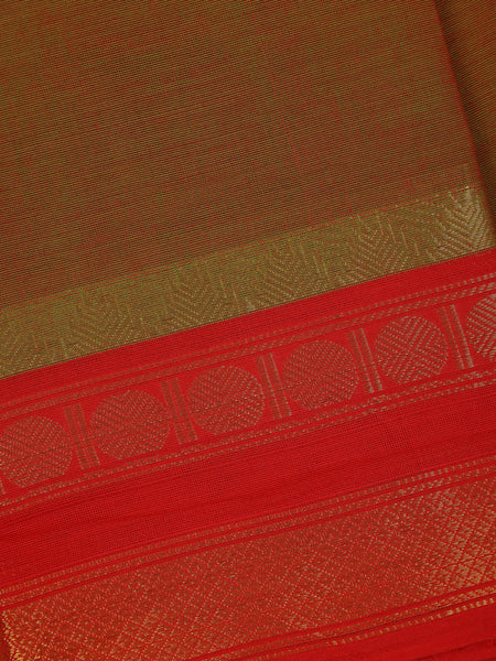 Mustard Green Solid Cotton Fancy Saree - Diadem