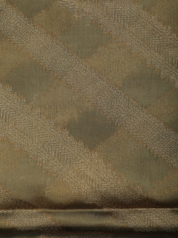 Mustard Green Stripes Zari Woven Tissue Silk Saree - Diadem