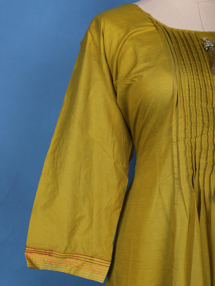 Mustard Olive Green Floral Embroidery Georgette Salwar Suit - Diadem