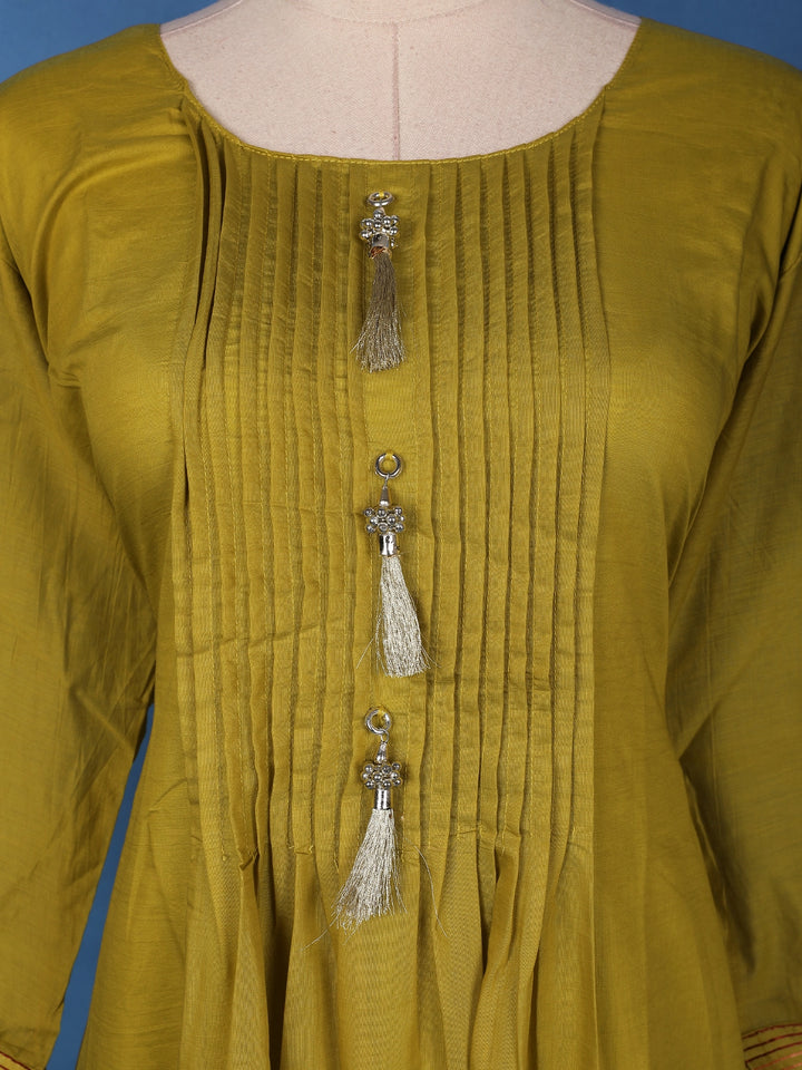 Mustard Olive Green Floral Embroidery Georgette Salwar Suit - Diadem