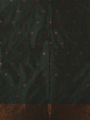 Mustard Olive Green Striped Pattern Silk Saree - Diadem