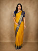 Mustard Yellow Butta Woven Design Pure Kanchipuram Silk Saree with Contrast Paisley Zari Border