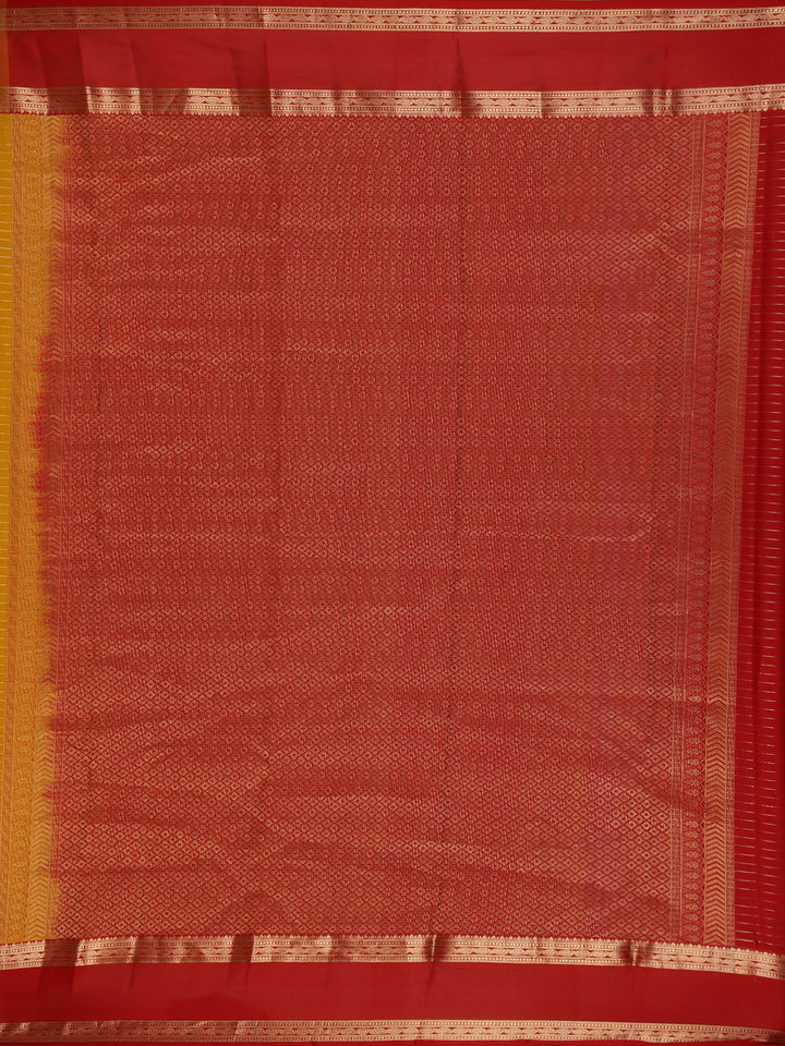 Mustard Yellow Floral Butta woven Silk Saree - Diadem