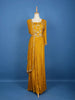 Mustard Yellow Floral Design And Sequins Embroidery Crepe Kurtis - Diadem