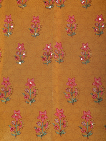 Mustard Yellow Floral Design Cotton Salwar Suit - Diadem