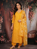Mustard Yellow Floral Design Cotton Salwar with Dupatta
