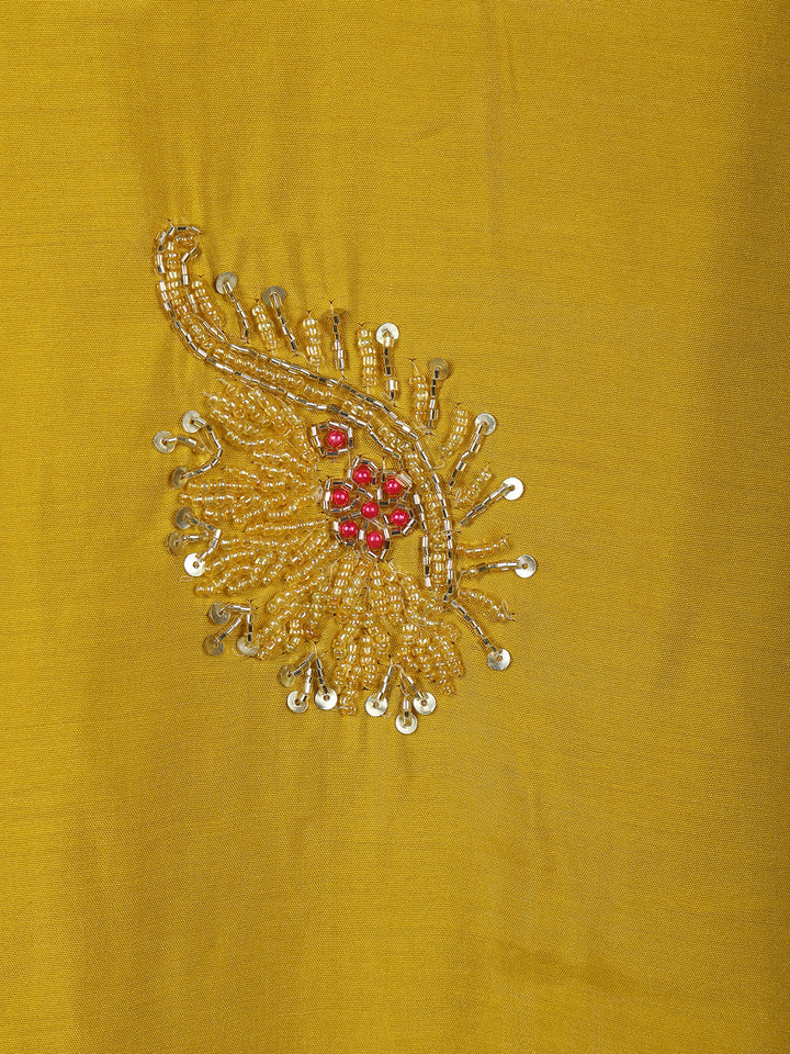 Mustard Yellow Floral Design Georgette Salwar Suit - Diadem
