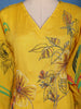Mustard Yellow Floral Design Printed Cotton Kurti - Diadem