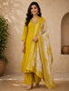 Mustard Yellow Floral Design Semi Silk Straight Cut Salwar Suit