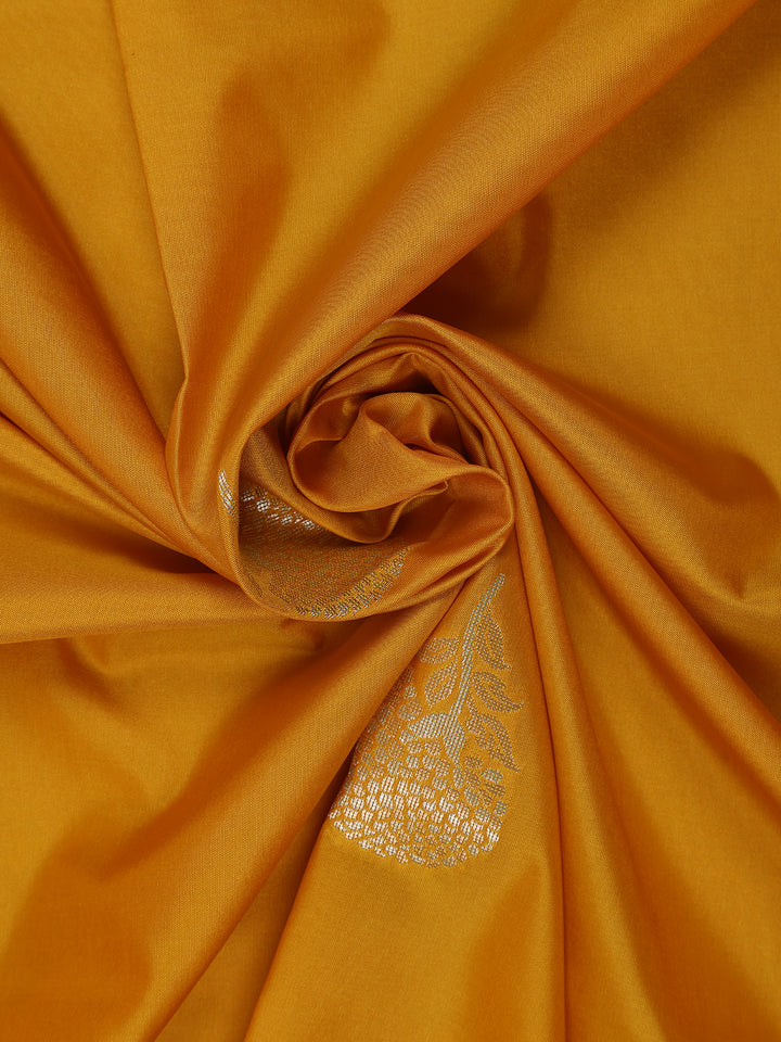 Mustard Yellow Floral Design Silk Saree - Diadem