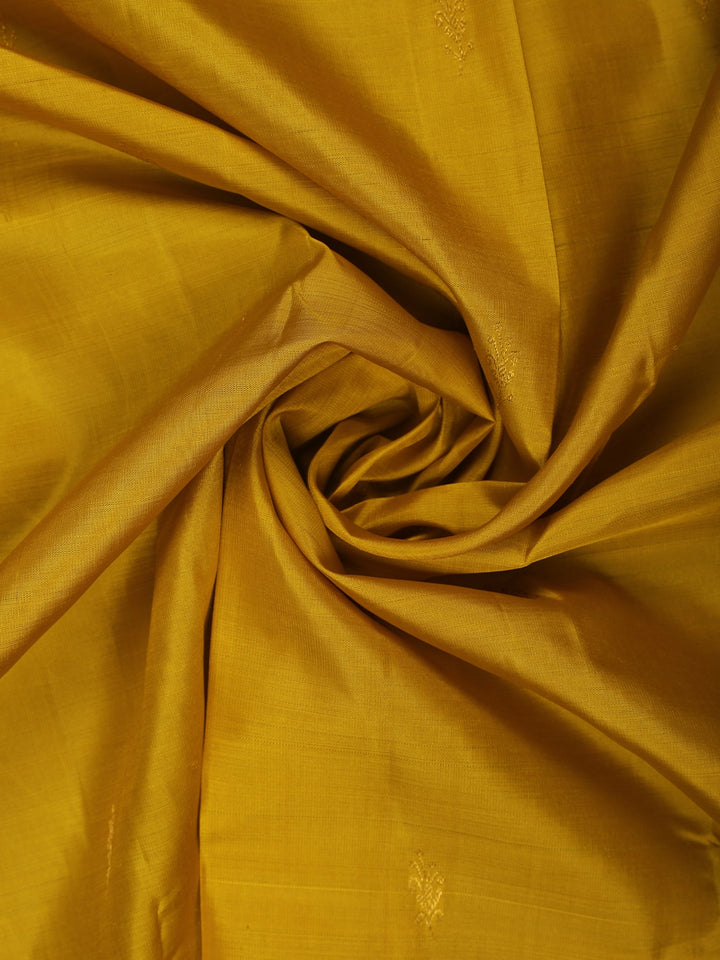 Mustard Yellow Floral Design Zari Border Silk Saree - Diadem
