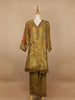 Mustard Yellow Floral Designed Tissue Silk Salwar Suit
