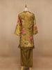 Mustard Yellow Floral Designed Tissue Silk Salwar Suit