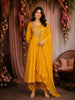 Mustard Yellow Floral Embroidered Silk Blend Salwar Suit with Dupatta