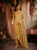 Mustard Yellow Floral Embroidered Tissue Organza Salwar Suit with Dupatta